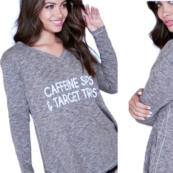 3/$25 🙌🏼 Peach Love California “Caffeine Sips and Target Trips” Long Sleeve M - Picture 1 of 6